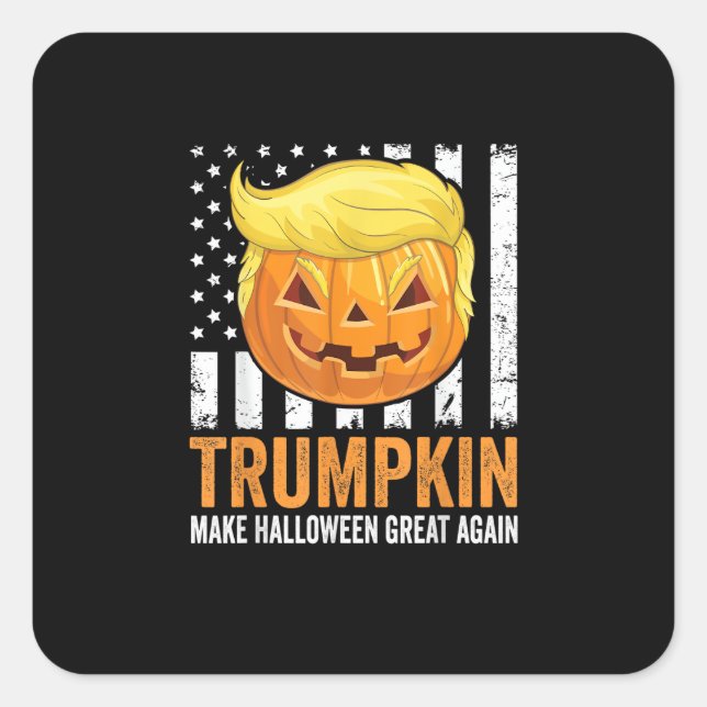 Make Halloween Great wieder Trumpkin Funny Hair Pu Quadratischer Aufkleber (Vorderseite)