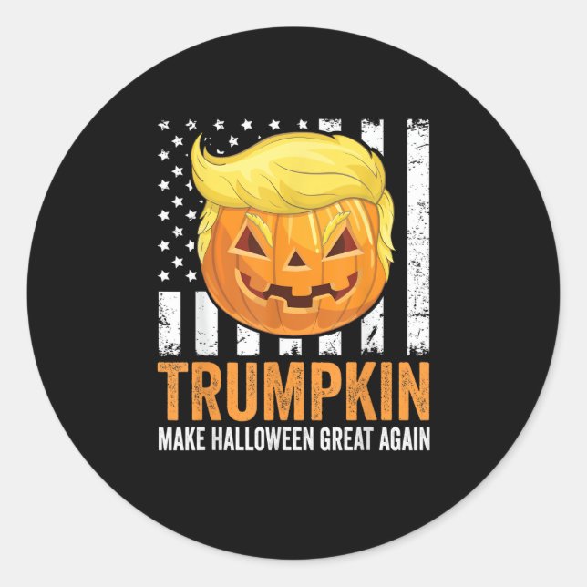 Make Halloween Great wieder Trumpkin Funny Hair Pu Runder Aufkleber (Vorderseite)