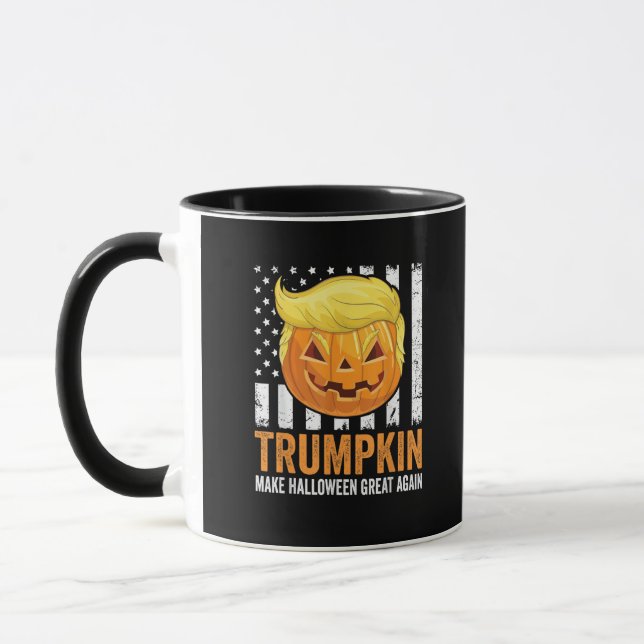 Make Halloween Great wieder Trumpkin Funny Hair Pu Tasse (Links)