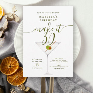 Make It 30 White Dirty Martini 30. Geburtstagsfeie Einladung