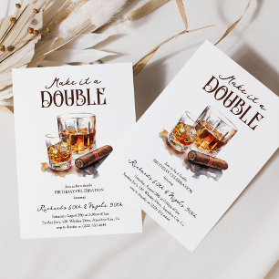 'Make it a Double' Whiskey-Erwachsenengeburtstag Einladung