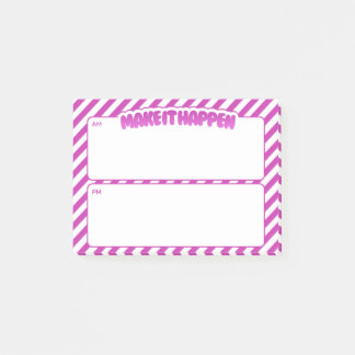 Make It Happen AM/PM Sticky Notes – Pink Stripes Post-it Klebezettel
