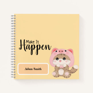 Make It Happen - Süße Tier-Themed Spiral Notebook Notizbuch