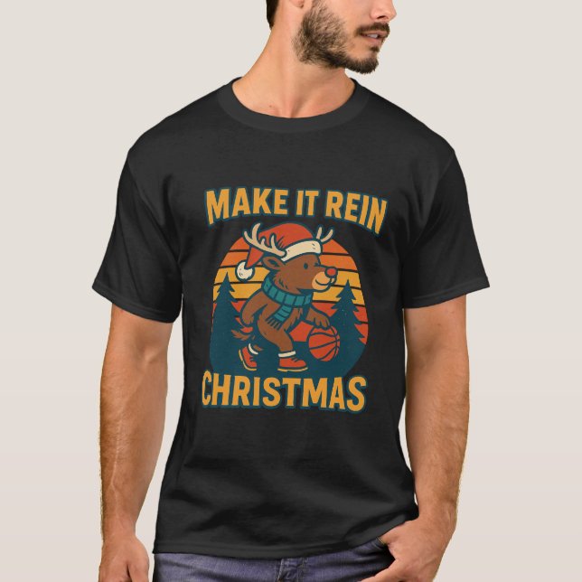 Make it Rein - Retro 80s Reindeer Christmas Design T-Shirt (Vorderseite)