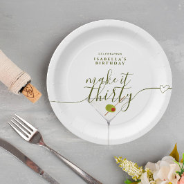 Make It Thirty Martini 30. Geburtstag Party Pappteller
