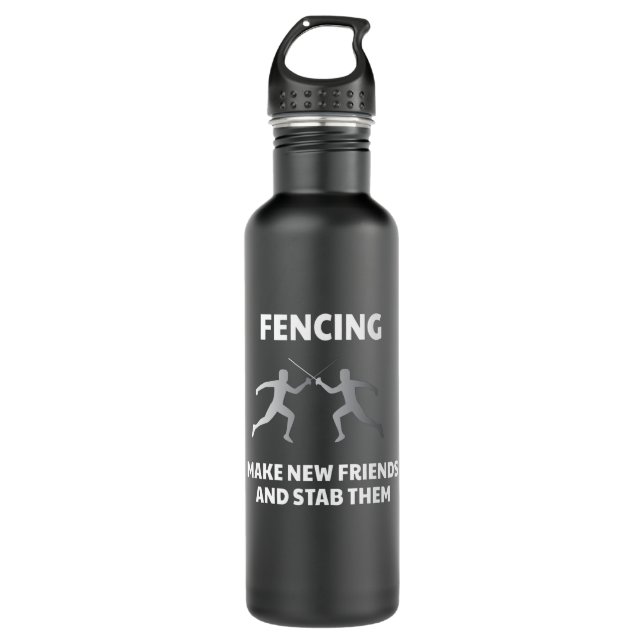 Make New Friends Fencing Fencer Epee Edelstahlflasche (Vorderseite)