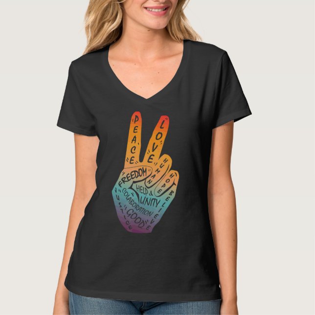 Make Peace Not War Friedenshand Sign 2 T-Shirt (Vorderseite)