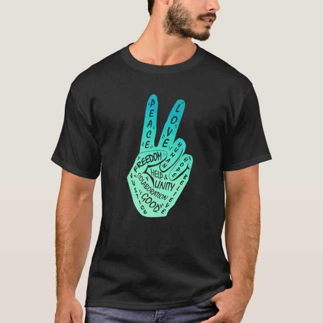 Make Peace Not War Friedenshand Sign 2 T-Shirt (Vorderseite)