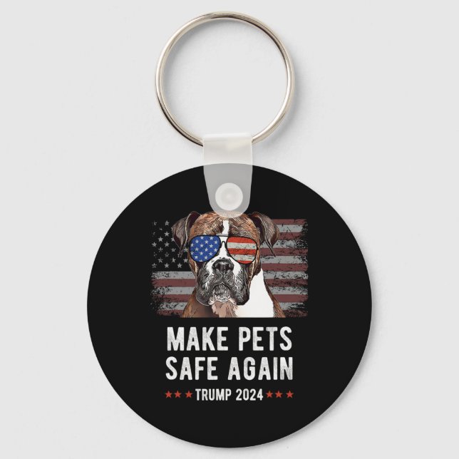 Make Pets Safe Again Boxer Hund Trump  Schlüsselanhänger (Vorderseite)