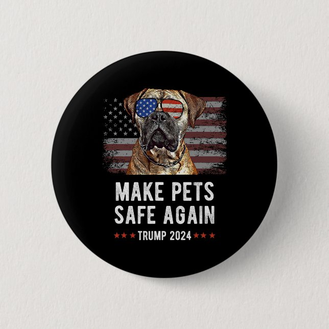 Make Pets Safe Again Bullmastiff Hund Trump  Button (Vorderseite)