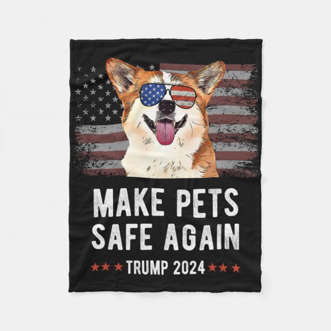 Make Pets Safe Again Corgi Hund Trump 2024  Fleecedecke (Vorderseite)