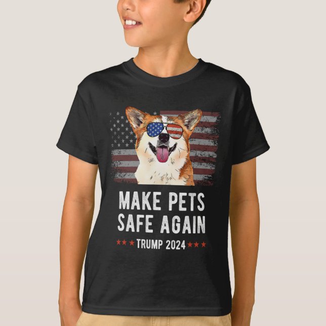 Make Pets Safe Again Corgi Hund Trump  T-Shirt (Vorderseite)