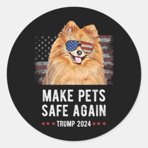Make Pets Safe Again Pomeranian-Hund Trump  Runder Aufkleber