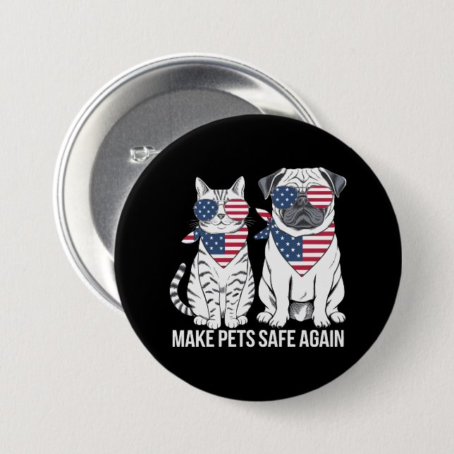 Make Pets Safe Again Trump Harris Debatte Hunde Ka Button (Vorne & Hinten)