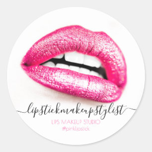 Make Pink Lips Modernes Empfinden Runder Aufkleber