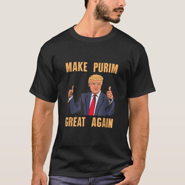 Make Purim Great Again Funny Trump Costume Hebrew  T-Shirt (Vorderseite)