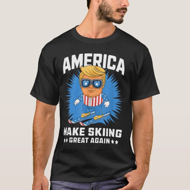 Make Skiing Great Again - lustiger Donald Trump Sk T-Shirt (Vorderseite)