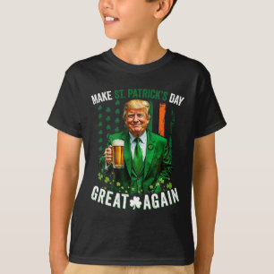 Make St Patricks Day Great Again Trump Shamrock Ir T-Shirt