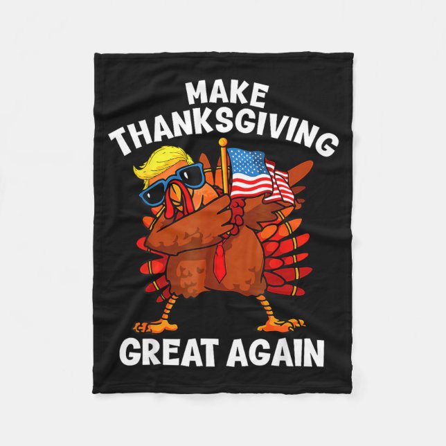 Make Thanksgiving Great Again Dabbing Turkey Trump Fleecedecke (Vorderseite)