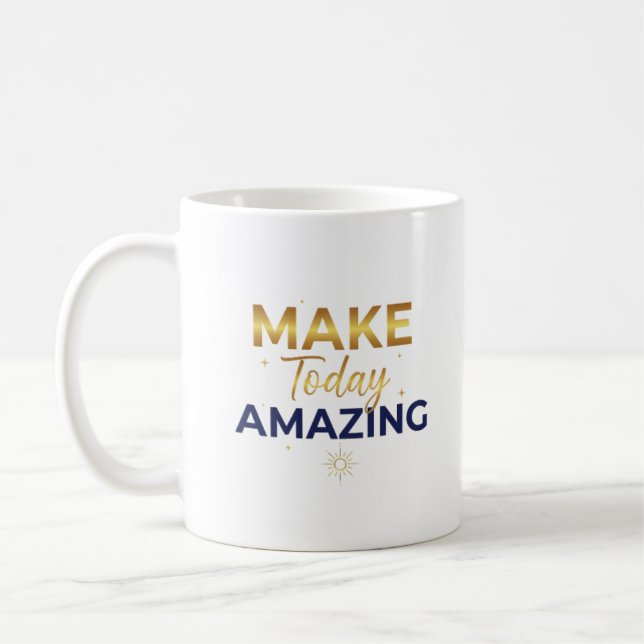 Make Today Amazing Gold Navy Sun Design Kaffeetasse (Links)