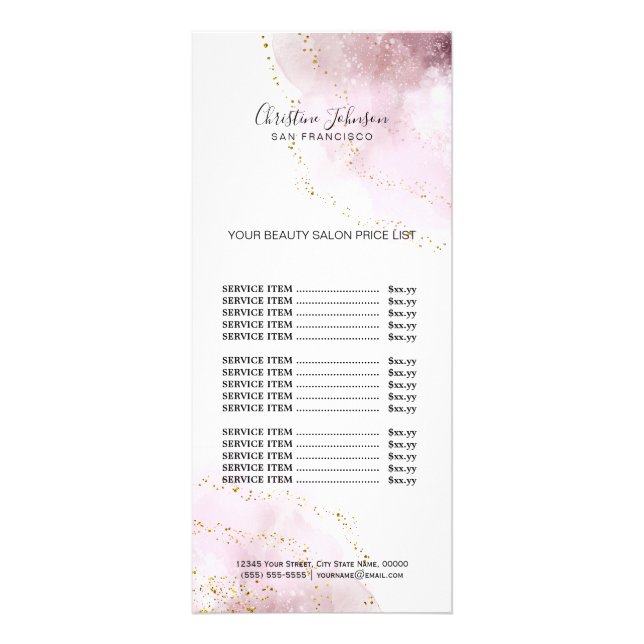 Make-up Artist Aquarell | Imitate Glitzer Preislis Werbekarte (Vorne)