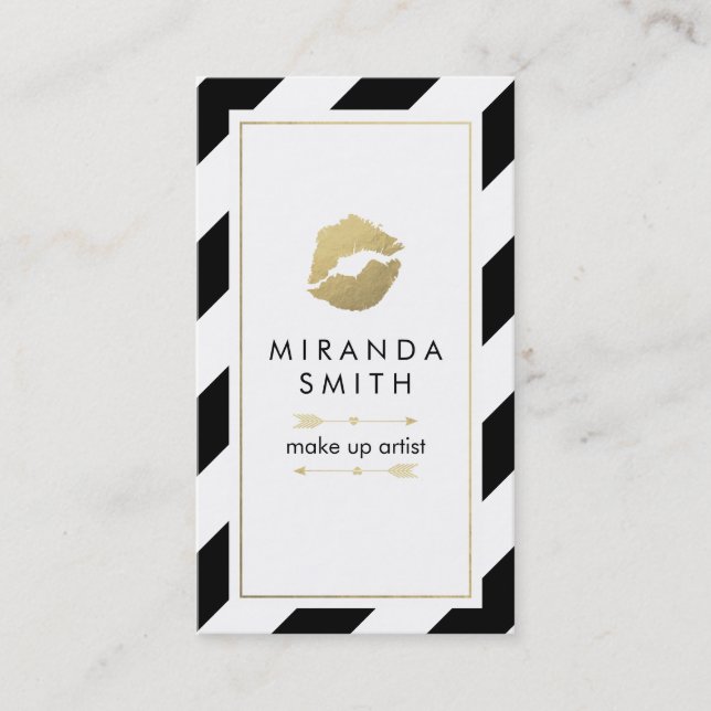 Make-up Artist Business Card - Chic Strips Terminkarte (Vorderseite)