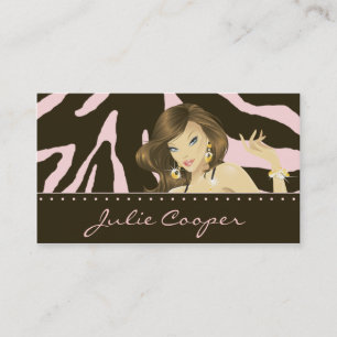 Make up Artist Business Card Pink Frau Zebra Visitenkarte