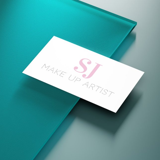 Make up Artist Minimal Monogram Pink Visitenkarte (Von Creator hochgeladen)