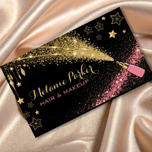 Make up Artist Pink Gold Eleganter Glitzer Trendy Visitenkarte