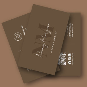 Make-up Braunes Monogramm QR-Code-Logo Visitenkarte