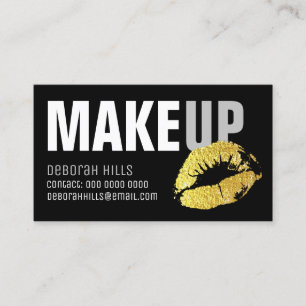 Make-up gold lips Kontaktkarte / Make-up artist Telefonnummerkarte