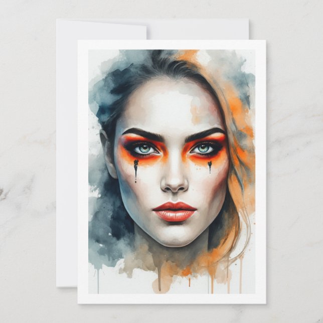 Make Up Halloween Einladung (Vorderseite)