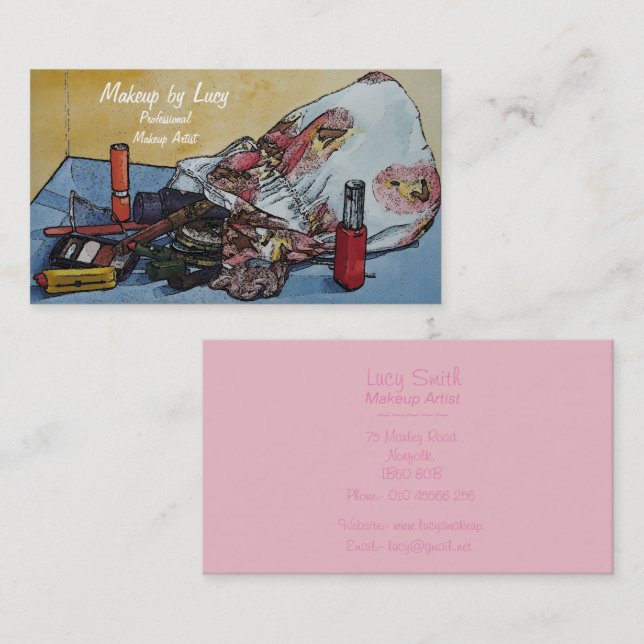 Make-up Künstler Design Retro Make-up Tasche Kosme Visitenkarte (Vorne/Hinten)