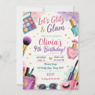Make-up Mädchen Beauty Glam Geburtstag  Einladung