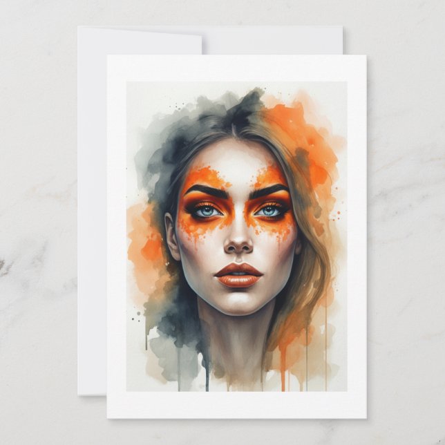 Make Up Orange Einladung (Vorderseite)