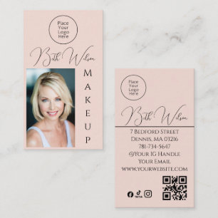 Make-up Pink, QR-Code, Vertikale Visitenkarte