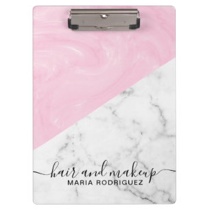 Make-up Pink- und Weiß-glitzer Marmor-glanz Klemmbrett
