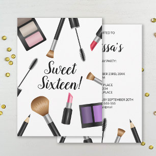 Make-up-Produkte Sweet Sixteen Geburtstagsfeier Einladung
