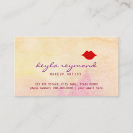 Make-up schöne Aquarell mit roten Lippen Visitenkarte