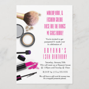 Make-up-Schönheits-Glamour-Geburtstagsfeier-Einlad Einladung