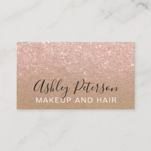 Make-up-Typografie braun Kraft Rose Gold Glitter Visitenkarte