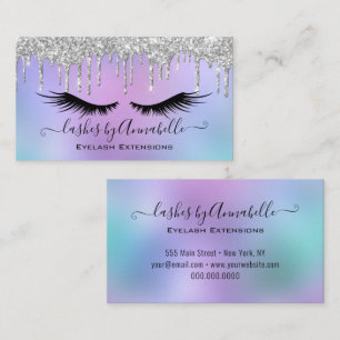 Make-up Wimpern Funkeln Silber Glitter Drip Visitenkarte