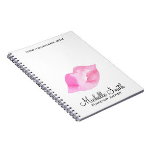 Make-upeinbrennen des Aquarells rosa Lippen Notizblock