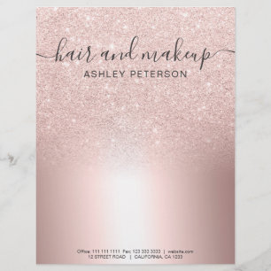 Make-uphaar RosengoldGlitter ombre metallische Briefbogen