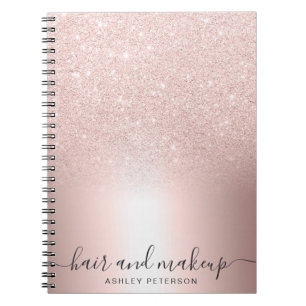 Make-uphaar RosengoldGlitter ombre metallische Notizblock