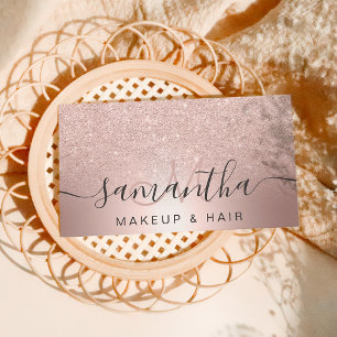 Make-uphaar RosengoldGlitter ombre metallische Visitenkarte