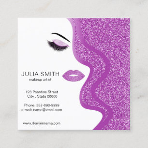 Make-upkünstler-Geschäftskarte mit Glittereffekt Quadratische Visitenkarte