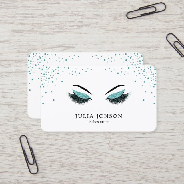 Make-upkünstler-Geschäftskarte mit Glittereffekt Visitenkarte (Vorderseite/Rückseite Beispiel)