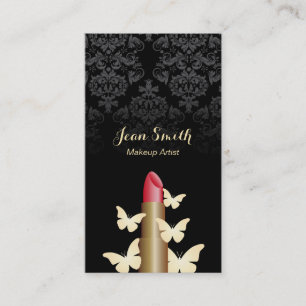 Make-upkünstler-Goldschmetterlings-Vintager Damast Visitenkarte