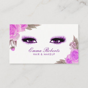 Make-upkünstler-Haar-Stylist-elegantes lila Blumen Visitenkarte